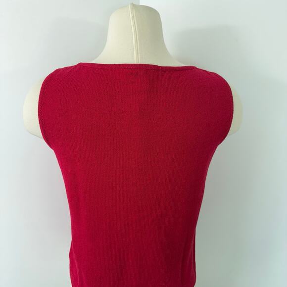 St. John Knit Tank Top Wool Sleeveless Sweater Red | Size: P (XS/S) - Picture 4 of 9